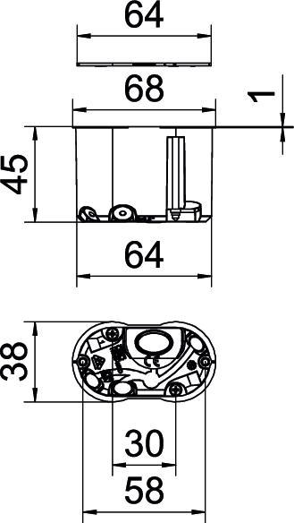 Caixa de aplique HW, hermética versão dupla, com tampa 68x38x45 Polipropileno / Elastómero termoplástico cor de laranja / cinzento – Imagem 2 de 2