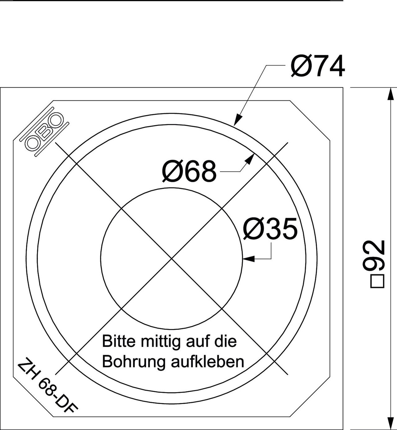 Película de selagem para caixa de paredes ocas Ø68mm transparente – Imagem 2 de 2