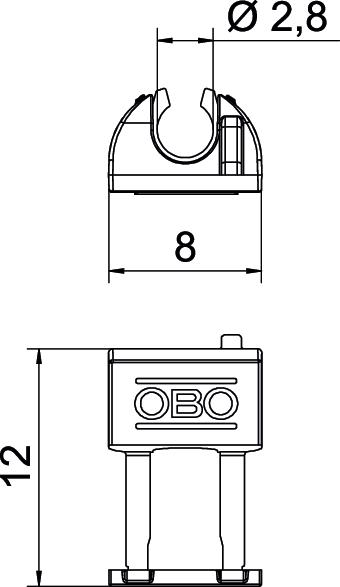 Elemento de fixação HW para placas finas 15x8x5 Polipropileno cor-de-laranja – Imagem 2 de 2