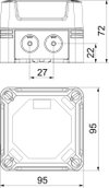 Caixa de derivação com tampa vermelha 95x95x72 Policarbonato preto/vermelho