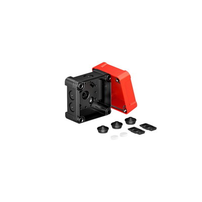 Caixa de derivação com tampa vermelha 95x95x72 Policarbonato preto/vermelho