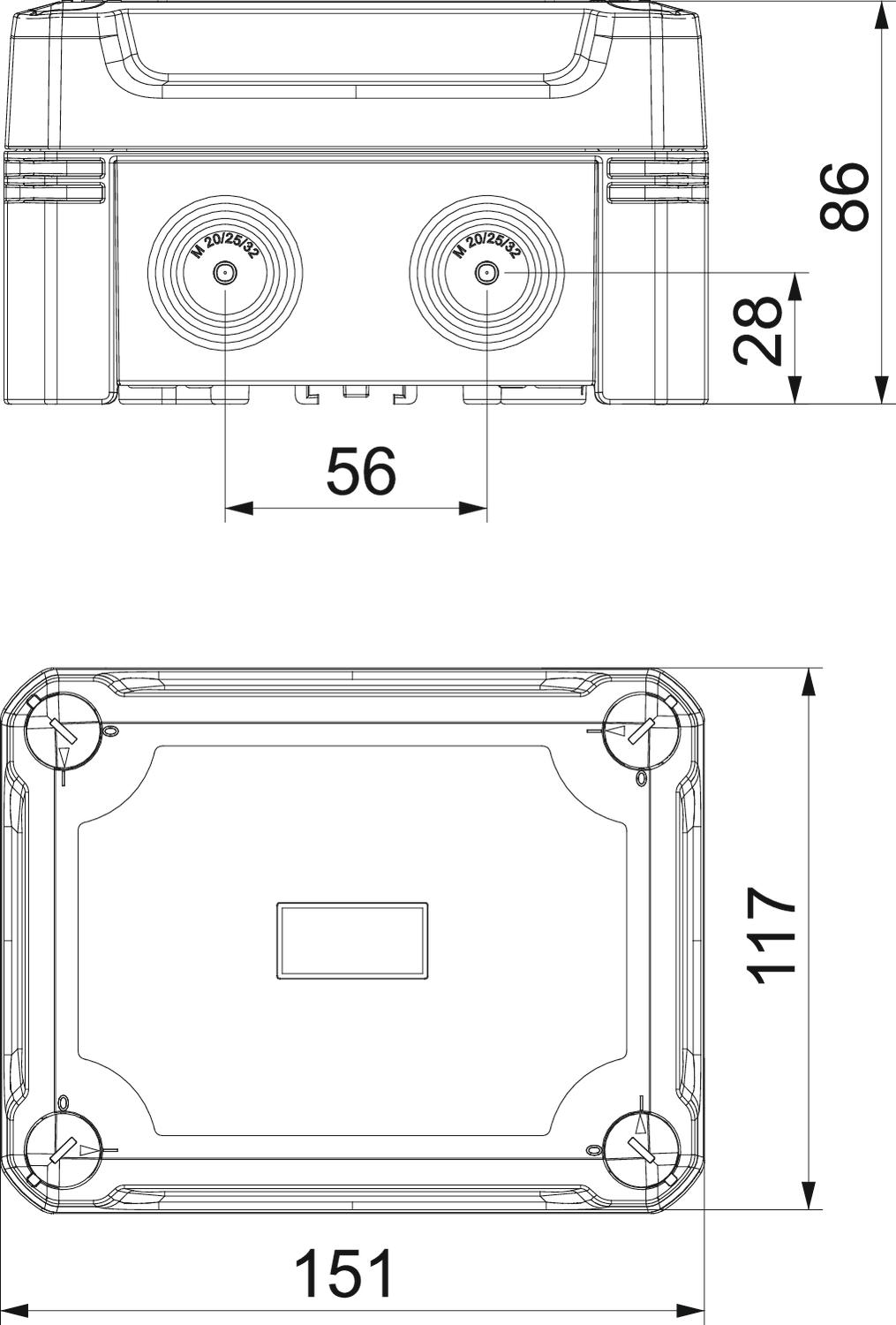Caixa de derivação com tampa vermelha 150x116x86 Policarbonato preto/vermelho – Imagem 2 de 3