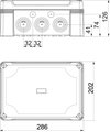 Caixa de derivação com tampa vermelha 286x202x125 Policarbonato preto/vermelho