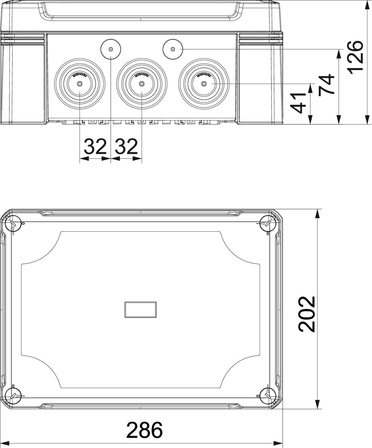 Caixa de derivação com régua de bornes 286x202x125 Policarbonato cinzento claro RAL 7035 – Imagem 2 de 3