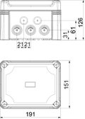 Caixa de derivação Terminal ramal linha principal 190x150x125 Policarbonato cinzento claro RAL 7035