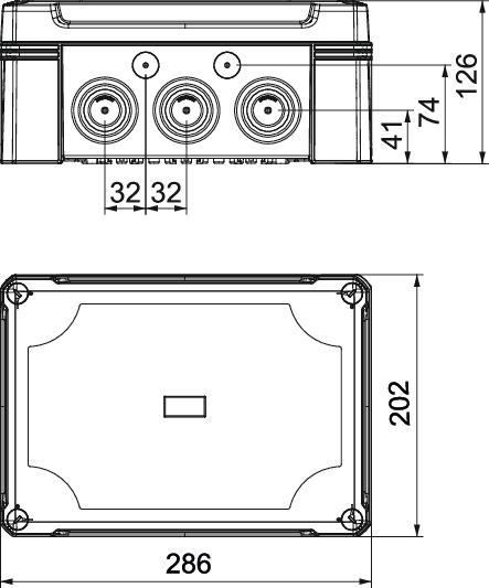 Caixa de derivação Terminal ramal linha principal 286x202x125 Policarbonato cinzento claro RAL 7035 – Imagem 2 de 3