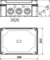 Caixa de derivação Terminal ramal linha principal 286x202x125 Policarbonato cinzento claro RAL 7035
