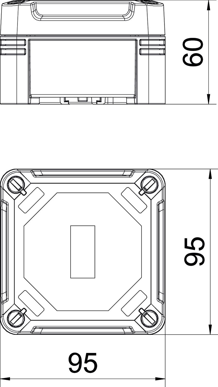 Caixa vazia 95x95x60 Policarbonato cinzento claro RAL 7035 – Imagem 2 de 3