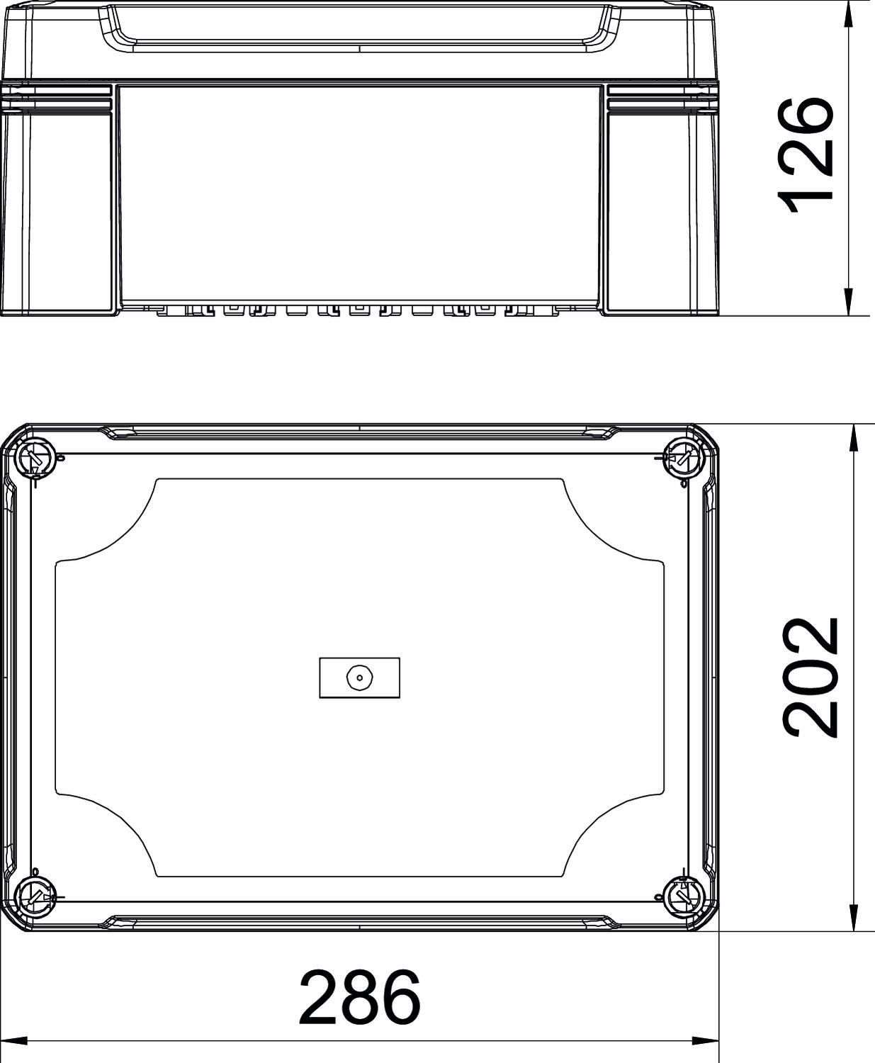 Caixa vazia 286x202x125 Policarbonato cinzento claro RAL 7035 – Imagem 2 de 3