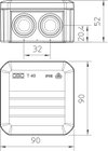 Caixa de derivação com entradas, tampa vermelha 90x90x52 Polipropileno cinzento / vermelho