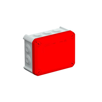 Caixa de derivação com entradas, tampa vermelha 150x116x67 Polipropileno cinzento / vermelho