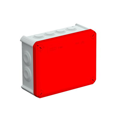 Caixa de derivação com entradas, tampa vermelha 190x150x77 Polipropileno, reforçado a fibra de vidro cinzento / vermelho
