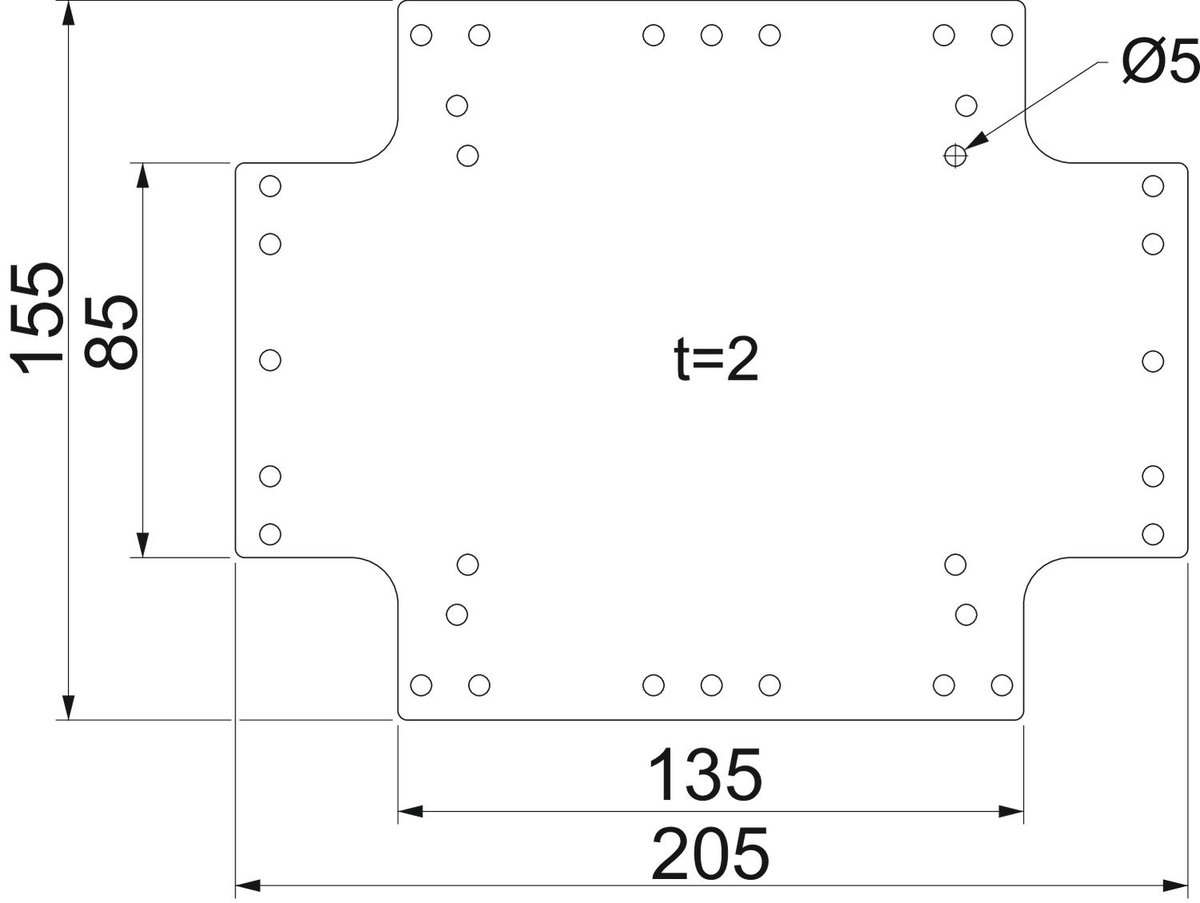 Placa de montagem incluí parafusos de fixação 205x155x2 Aço galvanizado pelo método Sendzimir – Imagem 2 de 3