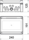 Quadro de distribuição sem bornes, para 9 módulos 240x191x125 Poliestireno cinzento claro RAL 7035