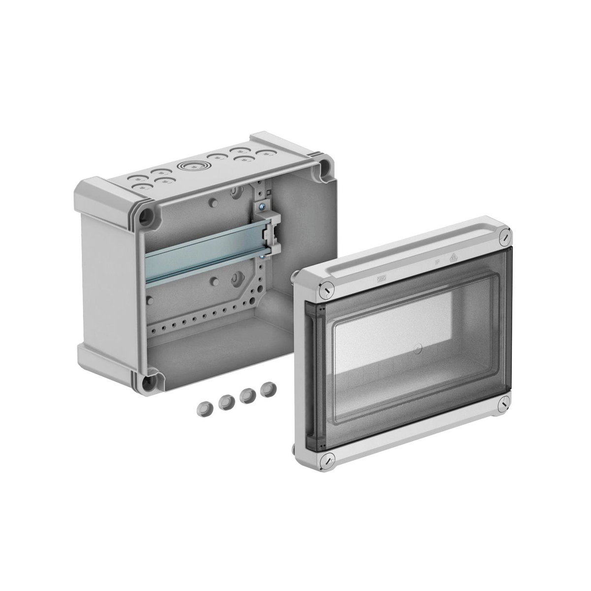 Quadro de distribuição sem bornes, para 9 módulos 240x191x125 Poliestireno cinzento claro RAL 7035