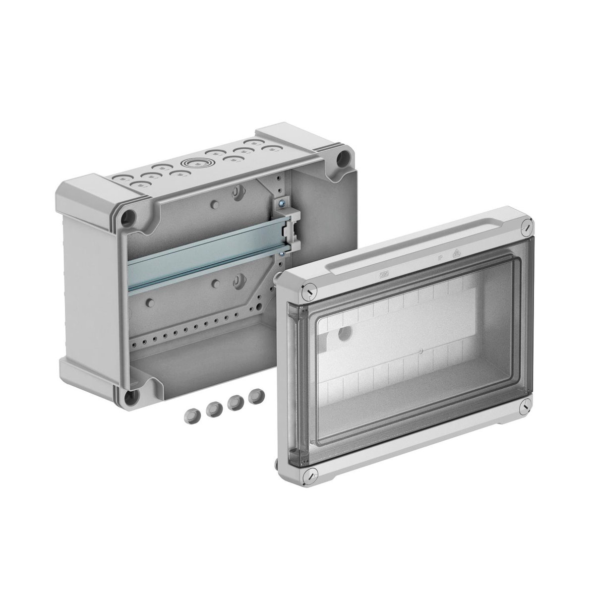Quadro de distribuição sem bornes, para 12 módulos 286x202x125 Poliestireno cinzento claro RAL 7035
