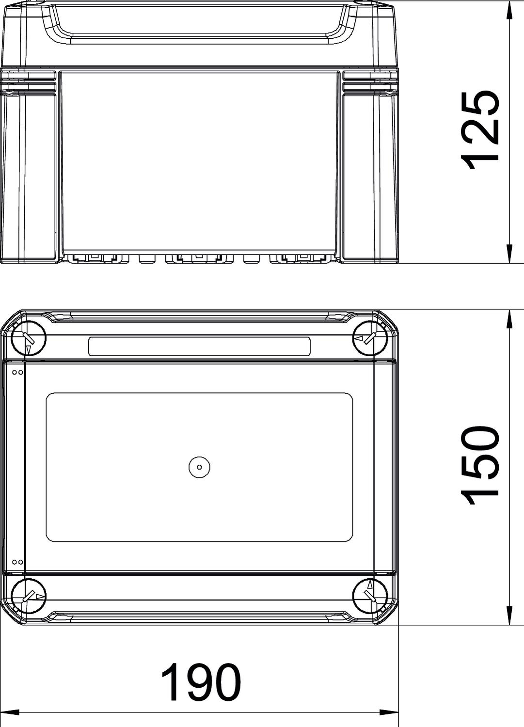 Quadro de distribuição sem bornes, para 3 módulos 150x190x125 Policarbonato cinzento claro RAL 7035 – Imagem 2 de 3