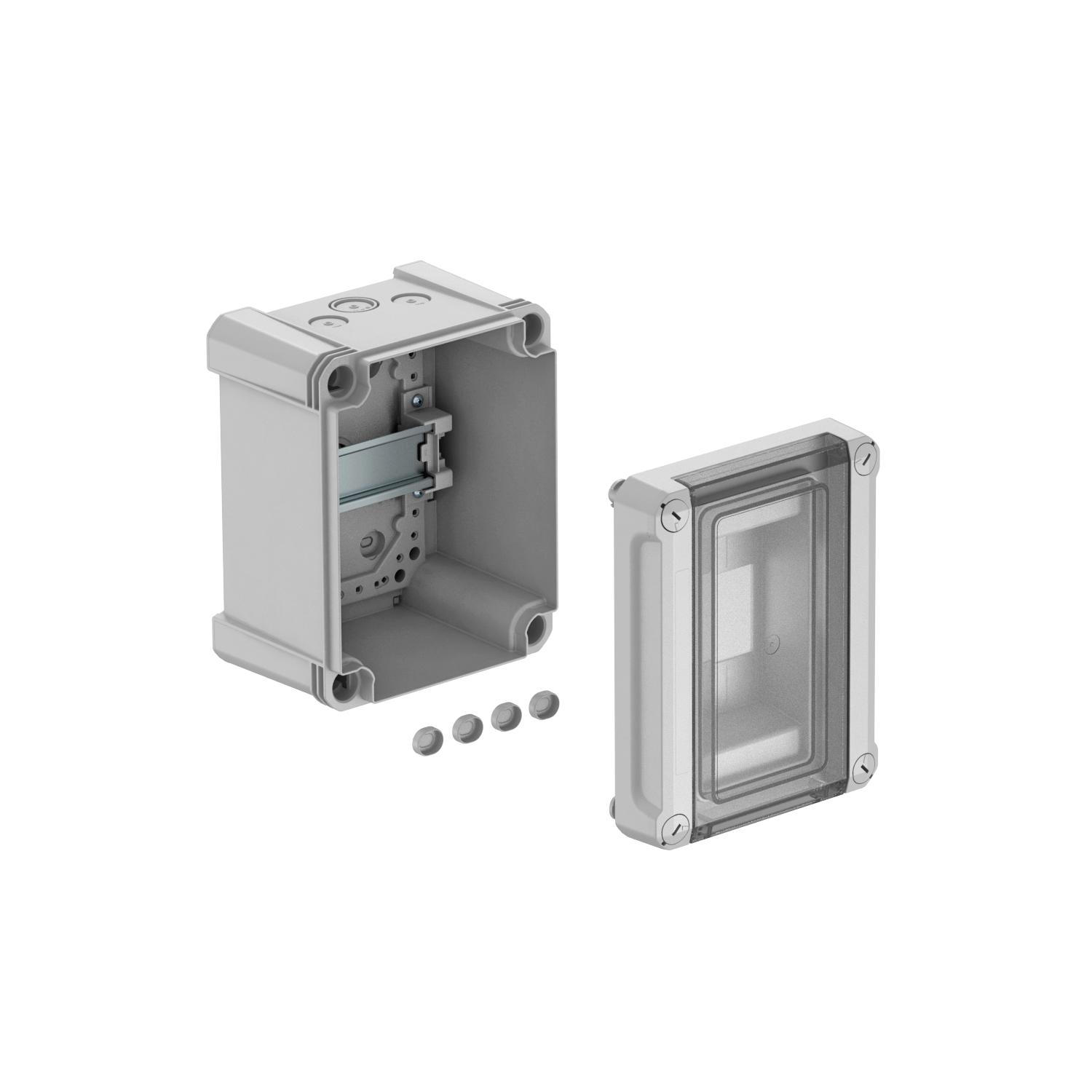 Quadro de distribuição sem bornes, para 3 módulos 150x190x125 Policarbonato cinzento claro RAL 7035
