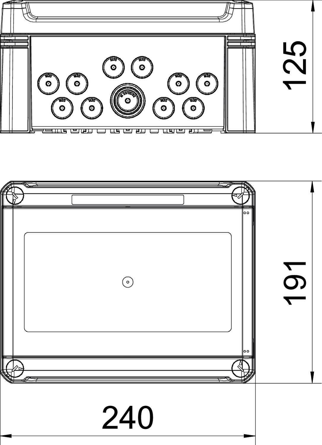 Quadro de distribuição sem bornes, para 9 módulos 240x191x125 Policarbonato cinzento claro RAL 7035 – Imagem 2 de 3