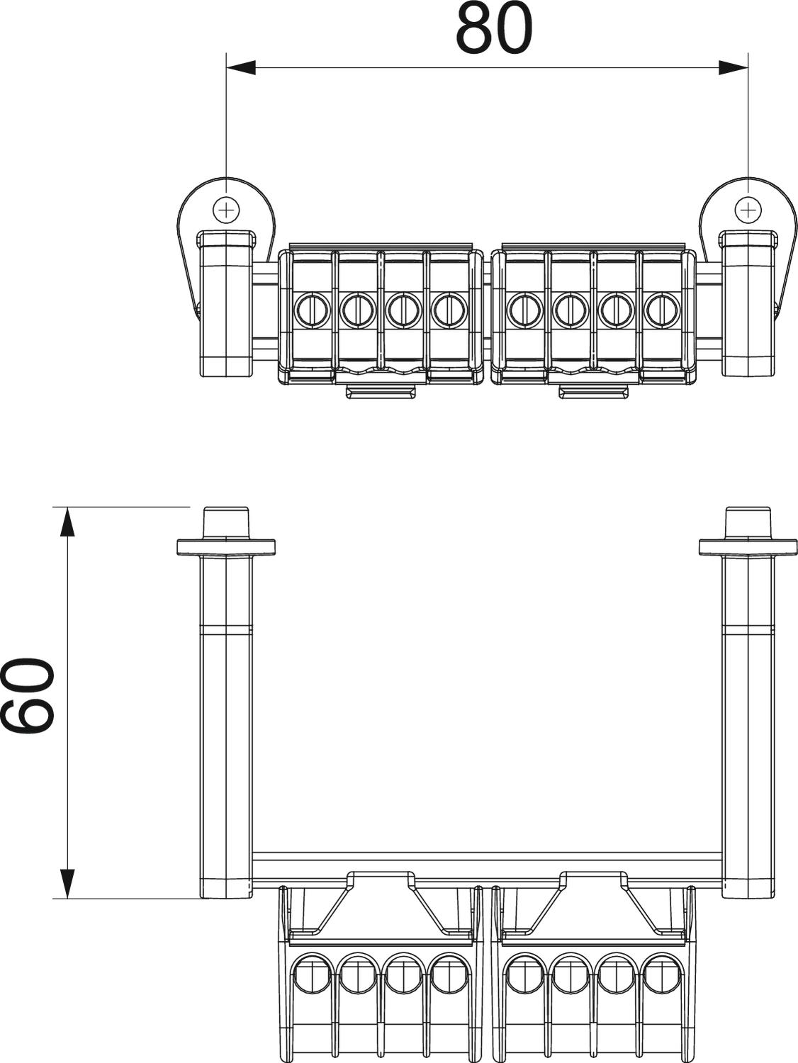 Conjunto de réguas de bornes com bornes roscados 121x15x4 – Imagem 2 de 2