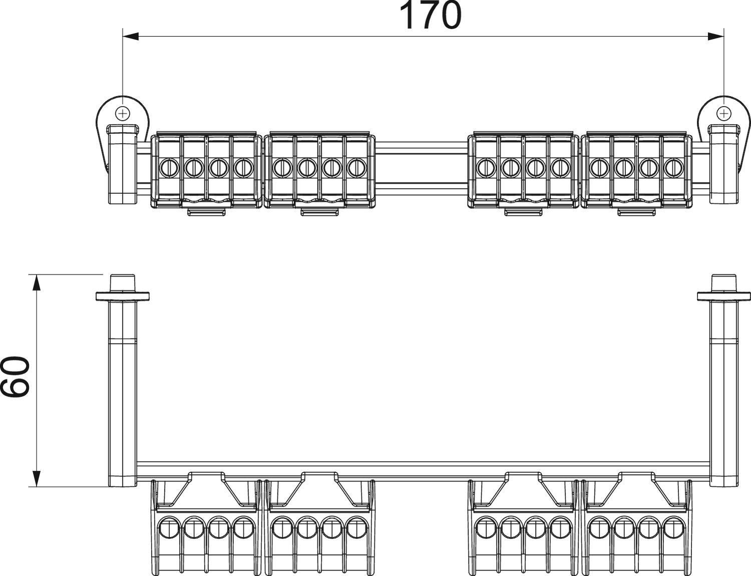 Conjunto de réguas de bornes com bornes roscados 172x15x4 – Imagem 2 de 2