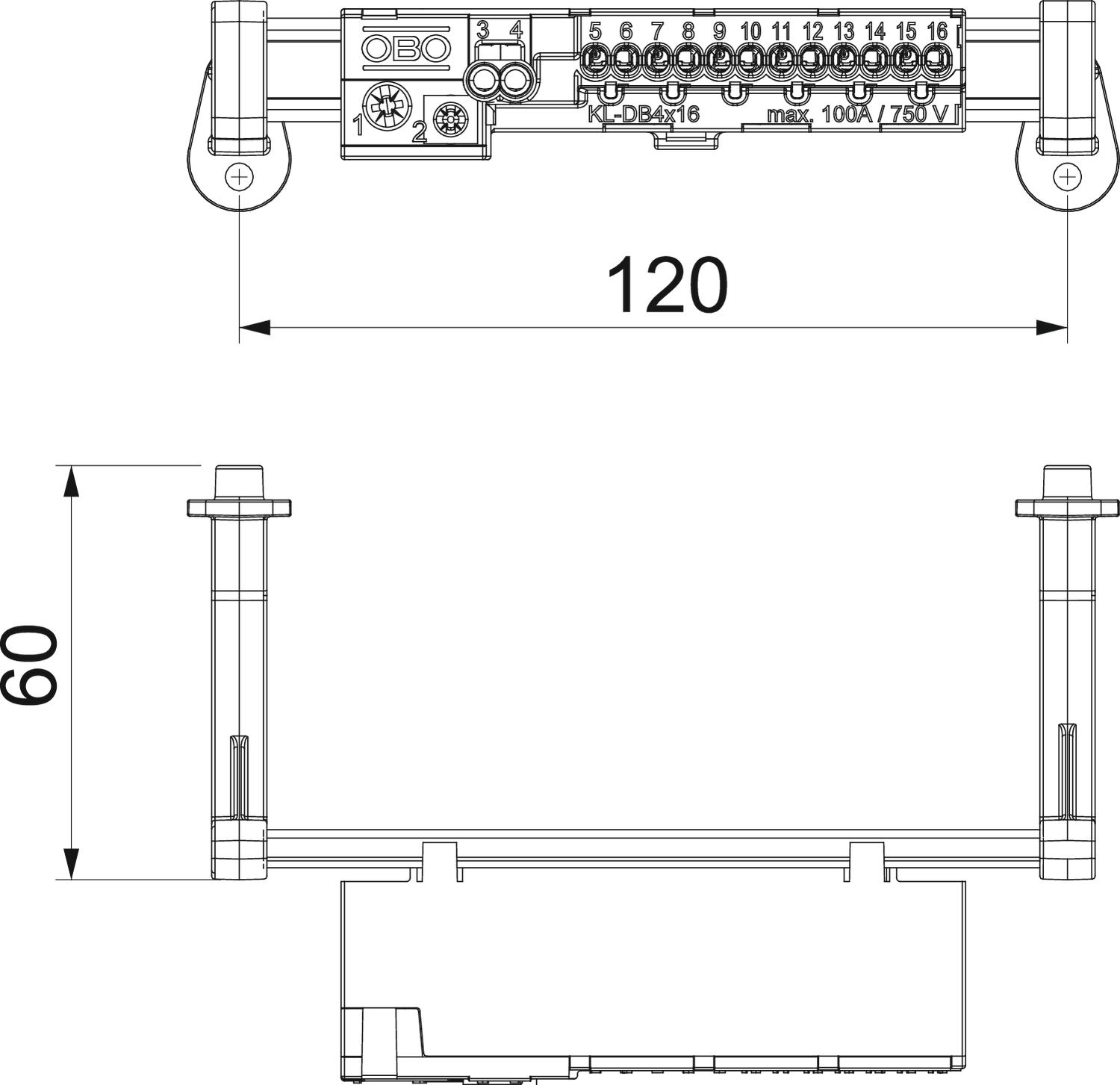 Conjunto de réguas de bornes com ligadores rápidos 82x15x4 – Imagem 2 de 2