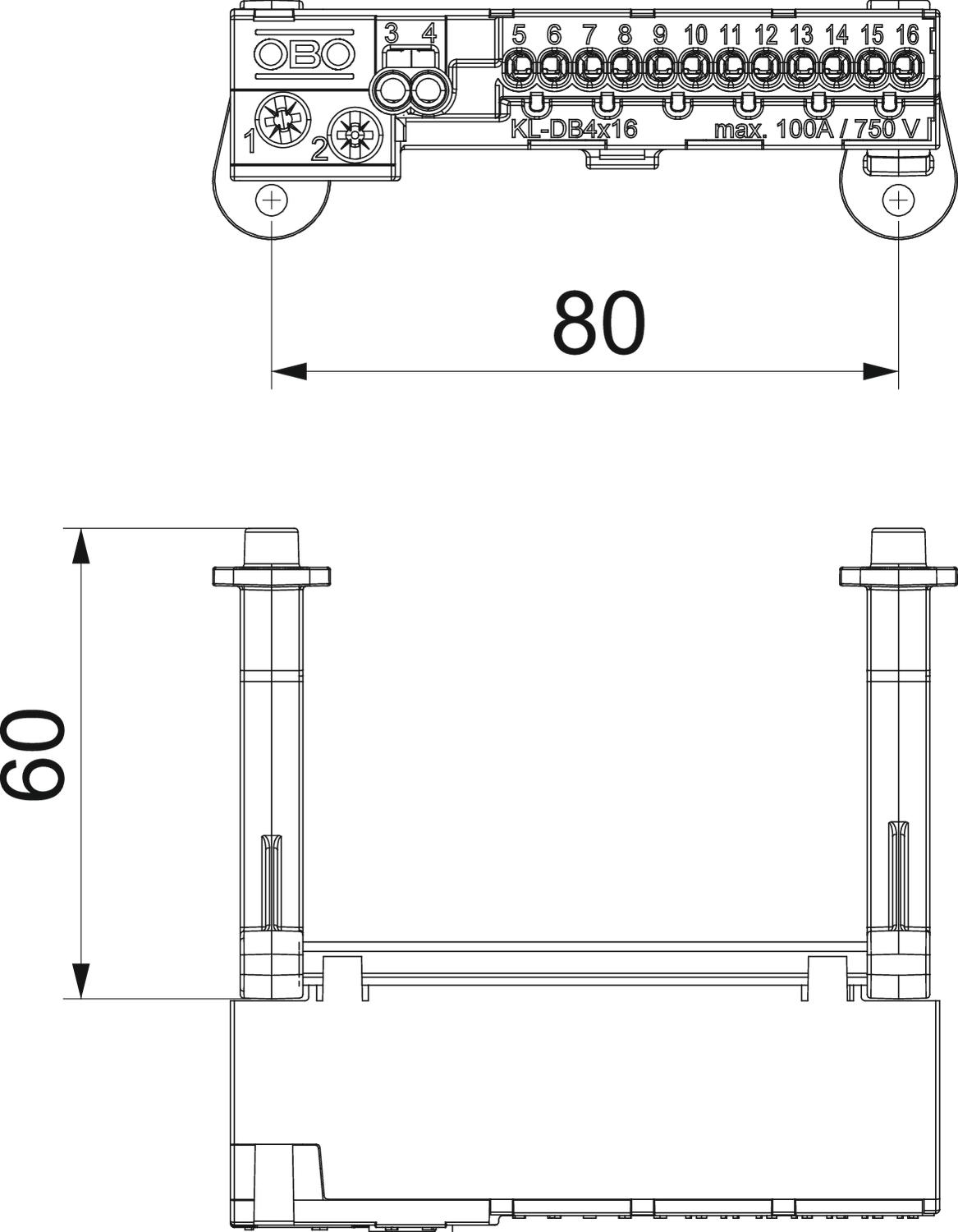 Conjunto de réguas de bornes com ligadores rápidos 121x15x4 – Imagem 2 de 2