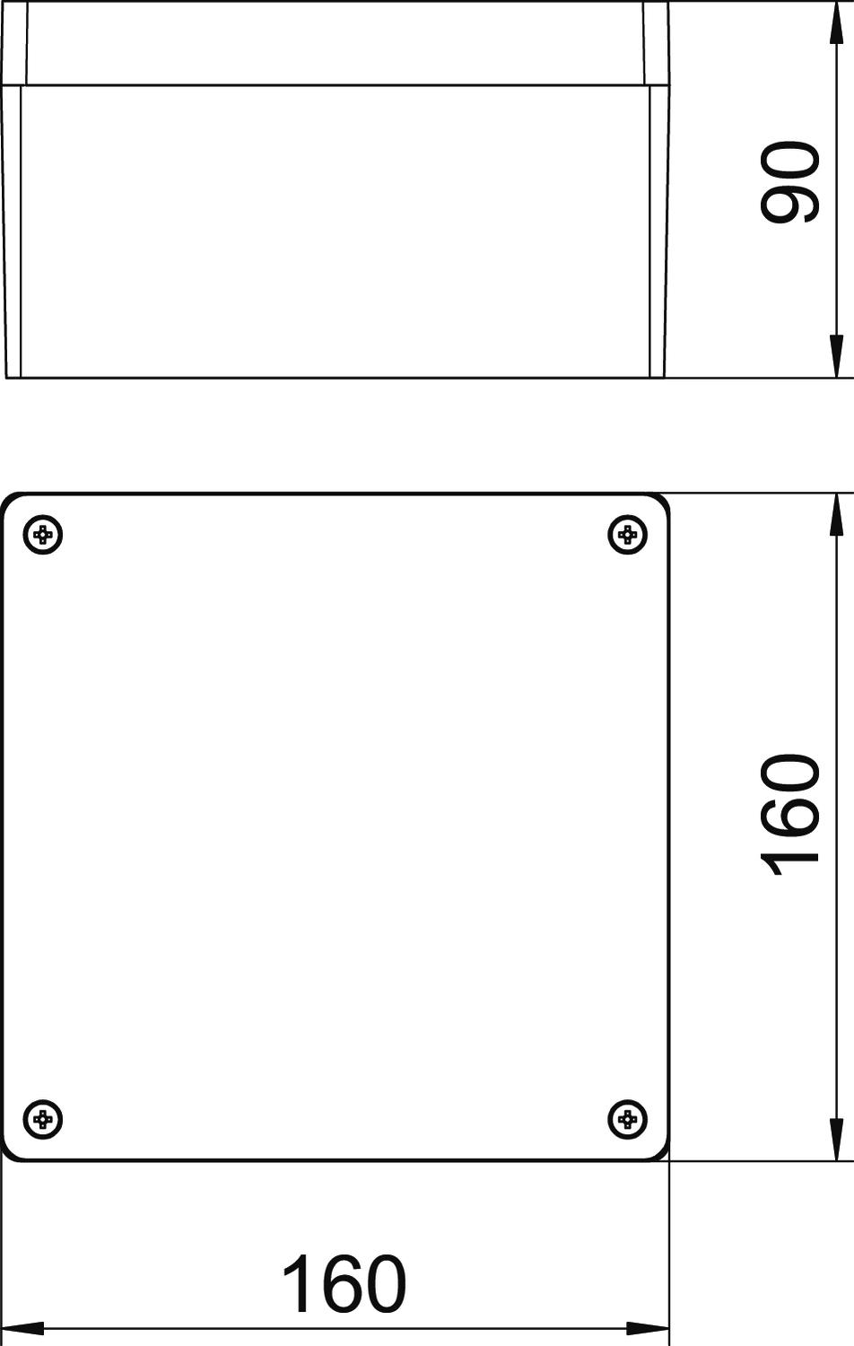 Caixa de alumínio 160x160x91 Molde de pressão em alumínio revestido a pó cinzento prateado RAL 7001 – Imagem 2 de 2