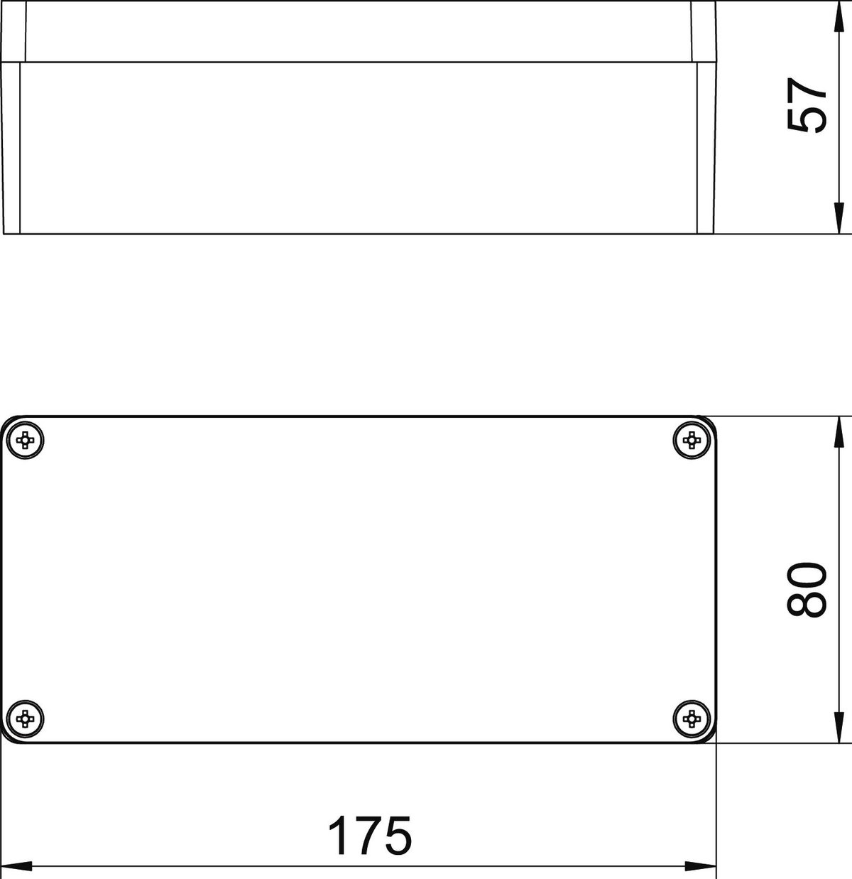 Caixa de alumínio 175x80x57 Molde de pressão em alumínio revestido a pó cinzento prateado RAL 7001 – Imagem 2 de 2