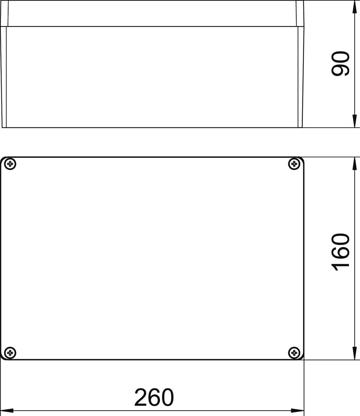 Caixa de alumínio 260x160x90 Molde de pressão em alumínio revestido a pó cinzento prateado RAL 7001 – Imagem 2 de 2