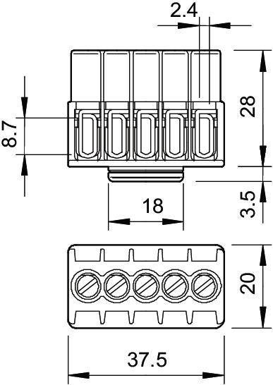 Régua de bornes 4mm² Poliamida cinzento claro – Imagem 2 de 2