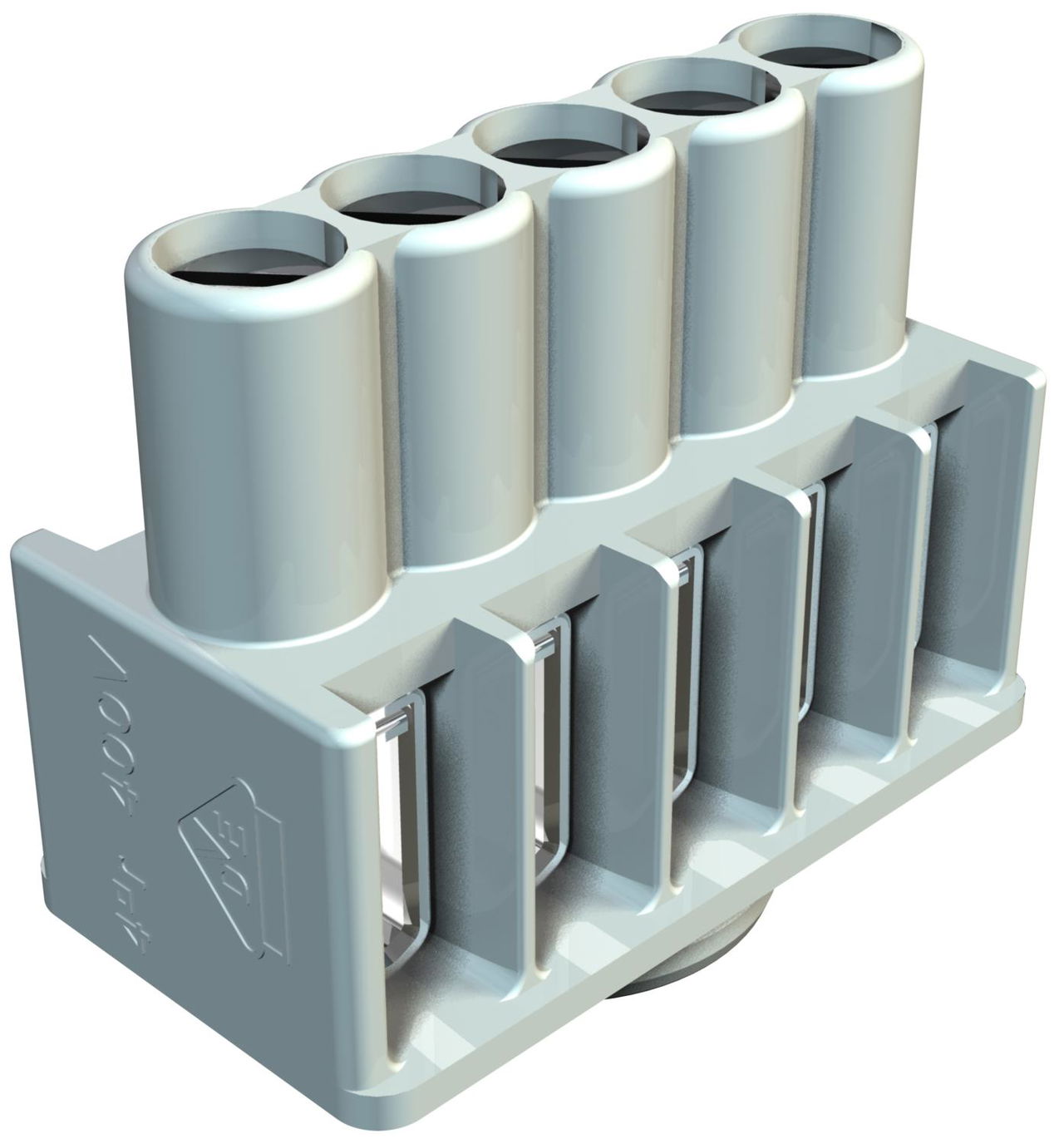 Régua de bornes 4mm² Poliamida cinzento claro