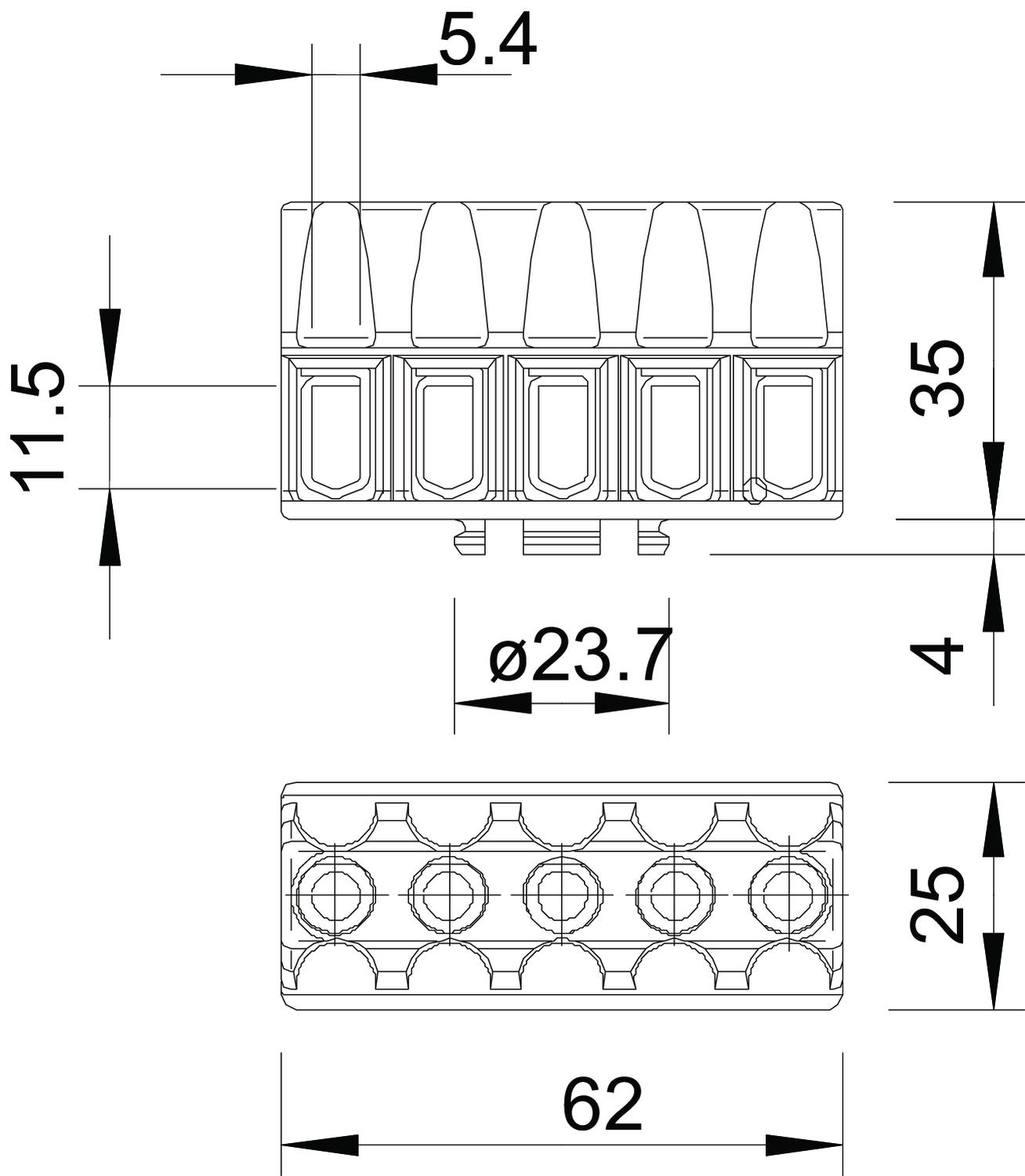 Régua de bornes 6mm² Poliamida cinzento claro – Imagem 2 de 2