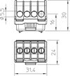 Régua de bornes 16mm² Poliamida cinzento claro