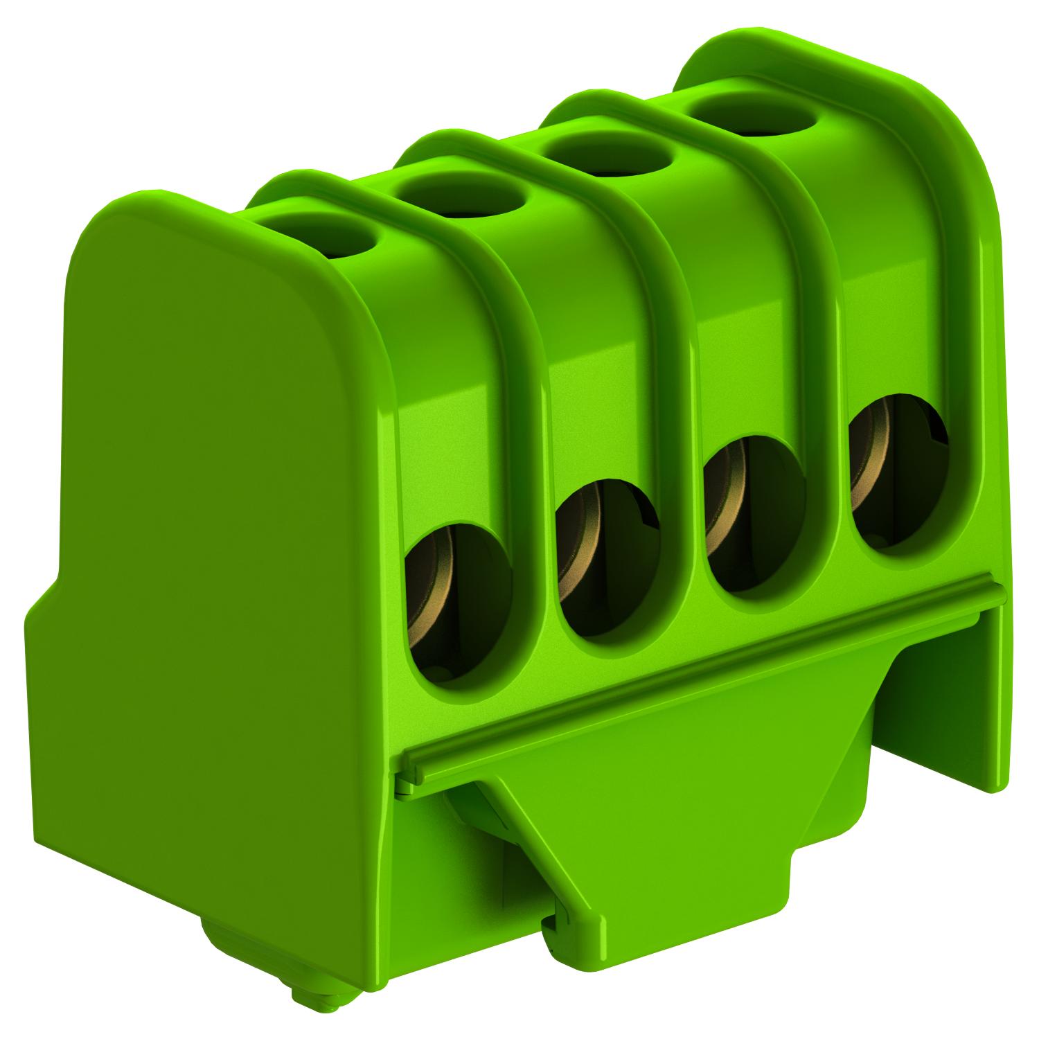 Borne de terra com contactos roscados 4x16mm² Poliamida verde