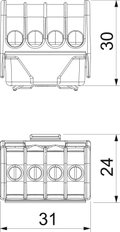 Borne para condutor de neutro com contactos roscados 4x16mm² Poliamida azul