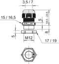Bucim com porca M12 Poliamida cinzento claro RAL 7035