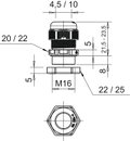Bucim com porca M16 Poliamida cinzento claro RAL 7035