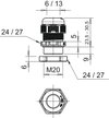 Bucim com porca M20 Poliamida cinzento claro RAL 7035