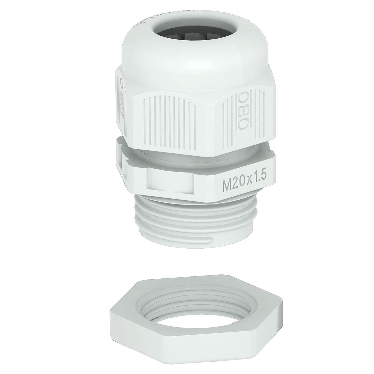 Bucim com porca M25 Poliamida cinzento claro RAL 7035