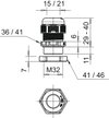 Bucim com porca M32 Poliamida cinzento claro RAL 7035