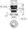 Bucim com porca PG7 Poliamida cinzento claro RAL 7035