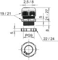 Bucim com porca PG9 Poliamida cinzento claro RAL 7035