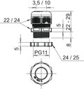 Bucim com porca PG11 Poliamida cinzento claro RAL 7035