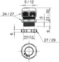 Bucim com porca PG13,5 Poliamida cinzento claro RAL 7035