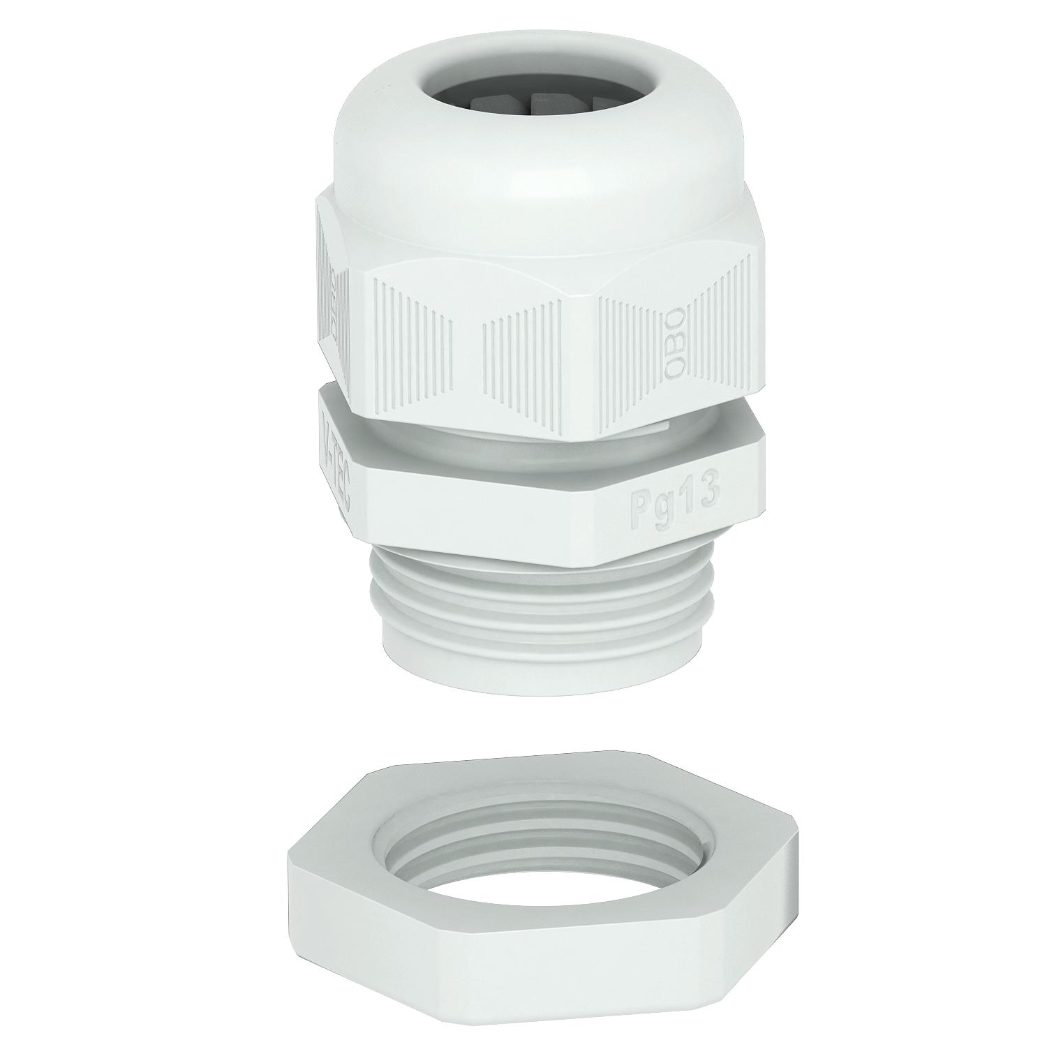 Bucim com porca PG13,5 Poliamida cinzento claro RAL 7035