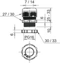 Bucim com porca PG16 Poliamida cinzento claro RAL 7035