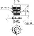Bucim com porca PG21 Poliamida cinzento claro RAL 7035
