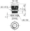 Bucim com porca PG29 Poliamida cinzento claro RAL 7035