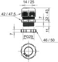 Bucim com porca PG29 Poliamida cinzento claro RAL 7035